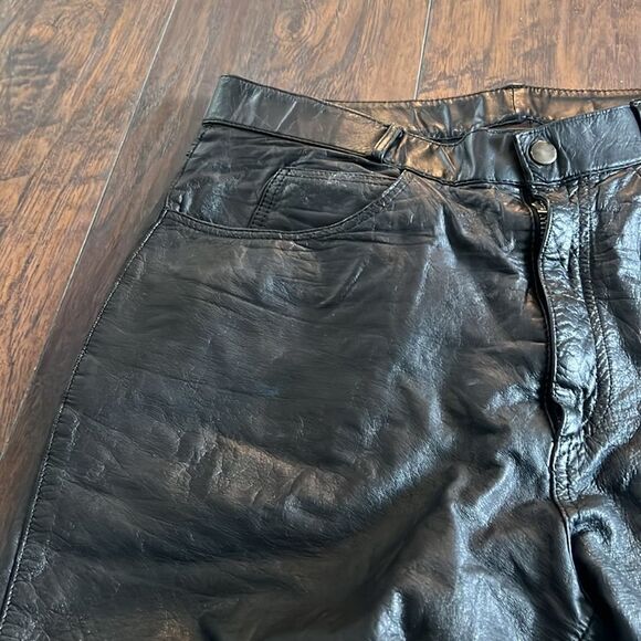 VTG Cafro size 34 by 27 leather high rise pants in EUC genuine black leather - Picture 3 of 12